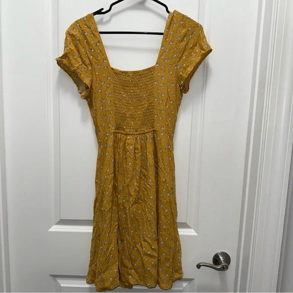 NWOT Abercrombie & Fitch Yellow Floral Mini Dress - Picture 6 of 8